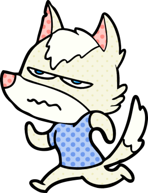 Bir insan tarafından çizilmiş rahatsız kurt çizgi filmi.