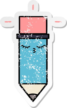 Bir insan tarafından çizilmiş şirin bir karikatür kaleminin sıkıntılı çıkartması.