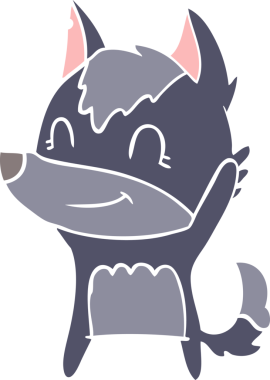 Bir insan tarafından çizilmiş düz renkli çizgi film kurdu.