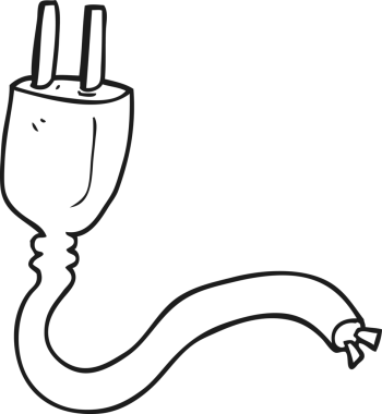 Bir insan tarafından çizilmiş siyah beyaz karikatür elektrik prizi