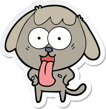 Bir insan tarafından çizilmiş şirin bir köpeğin çıkartması.