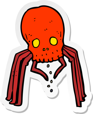 Bir insan tarafından çizilmiş ürkütücü kafatası örümceğinin çıkartması.