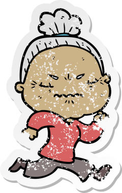 Bir insan tarafından çizilmiş, sıkıntılı bir karikatür çıkartması.