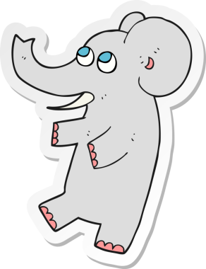 Bir insan tarafından çizilmiş şirin bir filin çıkartması.