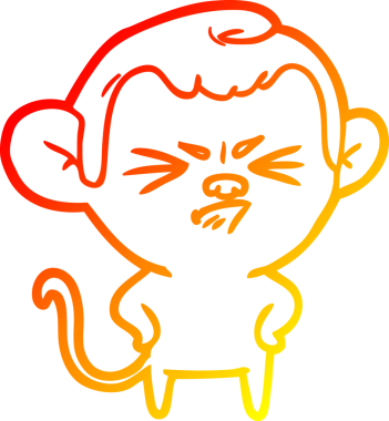 Bir insan tarafından çizilmiş kızgın bir maymunun sıcak çizgi çizimi