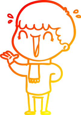 Bir insan tarafından çizilmiş gülen bir çizgi film karakterinin sıcak çizgi çizimi.