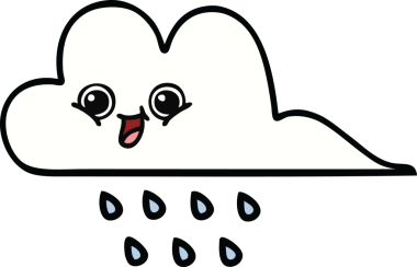 Bir insan tarafından çizilmiş şirin yağmur bulutu karikatürü