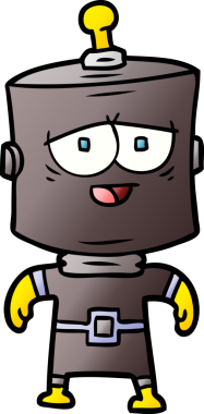 Bir insan tarafından çizilmiş çizgi film robotu