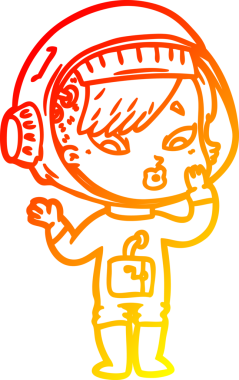 Bir insan tarafından çizilmiş bir astronot kadın çizgi çizimi.