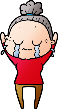 Bir insan tarafından çizilmiş ağlayan yaşlı bir kadın.