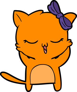 Bir insan tarafından çizilmiş kafasında yay olan çizgi film kedisi.