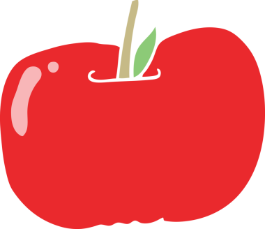 Bir insan tarafından çizilmiş düz renk çizgi film elması