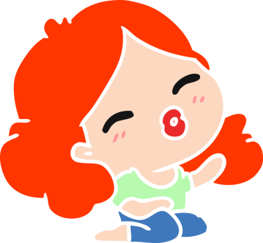 Bir insan tarafından çizilmiş tatlı bir kawai kızının serbest çizimi.