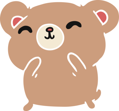 Bir insan tarafından çizilmiş güzel, mutlu bir ayı.