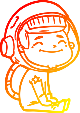 Bir insan tarafından çizilmiş mutlu bir astronotun sıcak çizgi çizimi