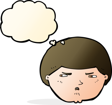 Bir insan tarafından çizilmiş düşünce baloncuğuyla rahatsız edilmiş bir adam.