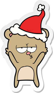 Sıkıcı ayı eli çizilmiş bir insan tarafından çizilmiş Noel Baba şapkası.