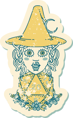 Retro Dövme Biçimli elf karakteri Bir insan tarafından çizilmiş doğal yirmi zar atışıyla