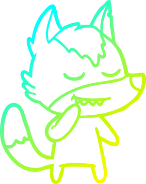 Bir insan tarafından çizilmiş dost canlısı bir kurt çizgi çizimi.