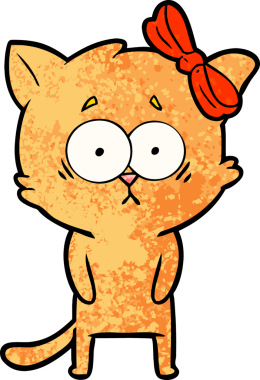 Bir insan tarafından çizilmiş çizgi film kedisi.