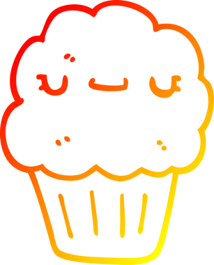 Bir insan tarafından çizilmiş çizgi film kekinin sıcak gradyan çizgisi.