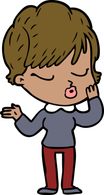 Bir insan tarafından çizilmiş gözleri kapalı çizgi film kadını.