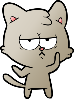 Bir insan tarafından çizilmiş sıkıcı çizgi film kedisi.