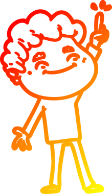 Bir insan tarafından çizilmiş, karikatür dostu bir adamın sıcak çizgi çizimi