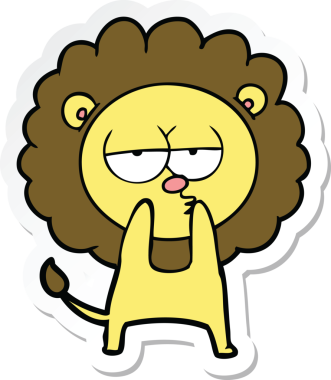 Bir insan tarafından çizilmiş yorgun bir aslanın çıkartması.