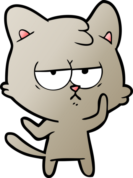 Bir insan tarafından çizilmiş sıkıcı çizgi film kedisi.