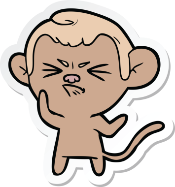 Bir insan tarafından çizilmiş sinir bozucu bir maymunun çıkartması.