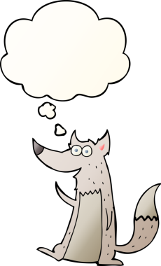 Bir insan tarafından çizilmiş, düşünce baloncuklu çizgi film kurdu.