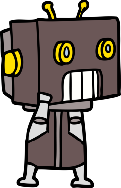 Bir insan tarafından çizilmiş çizgi film robotu