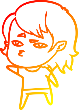 Bir insan tarafından çizilmiş bir vampir kız çizgi çizimi.