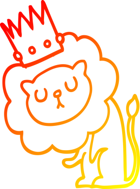 Karikatür aslanının insan tarafından çizilmiş sıcak çizgi çizgisi.