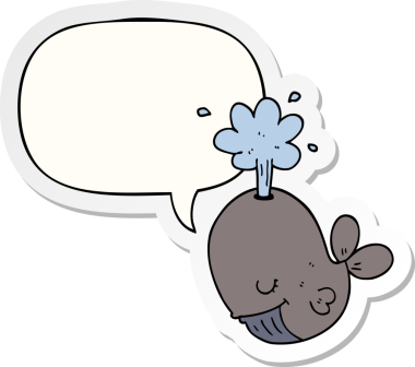 Bir insan tarafından çizilmiş balina konuşma baloncuğu etiketli bir çizgi film.