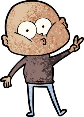 Bir insan tarafından çizilmiş kel bir adam.