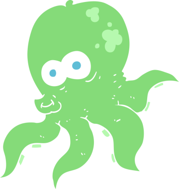 Bir insan tarafından çizilmiş ahtapotun düz renk çizimi