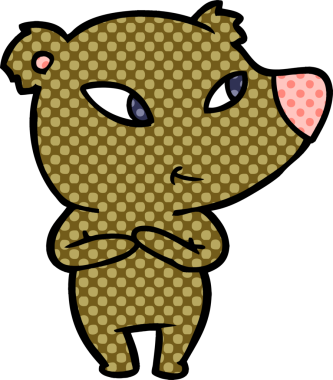 Bir insan tarafından çizilmiş sevimli çizgi film ayısı.