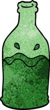 Bir insan tarafından çizilmiş yeşil karalama şişesi