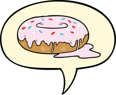 Bir insan tarafından çizilmiş konuşma balonlu çizgi film çöreği.