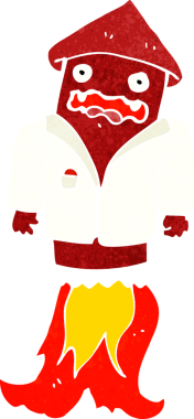 Bir insan tarafından çizilmiş iş elbisesi içinde havai fişekler.