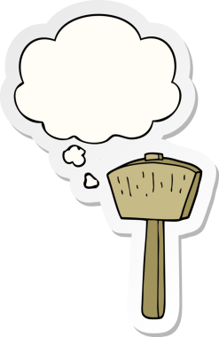 Düşünce baloncuklu çizgi film sopası insan tarafından çizilmiş bir çıkartma.