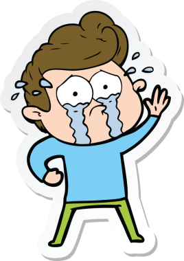 Bir insan tarafından çizilmiş, ağlayan bir adamın çıkartması.