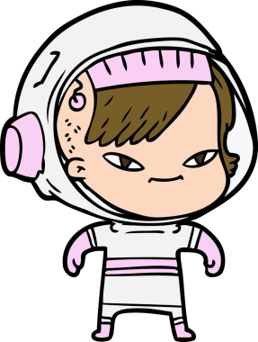 Bir insan tarafından çizilmiş astronot kadın.