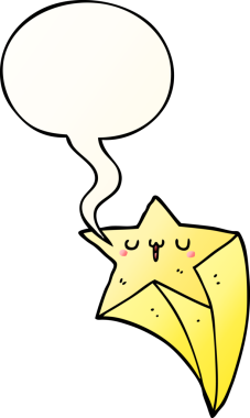 bir insan tarafından çizilmiş, konuşma baloncuklu çizgi film yıldızı.