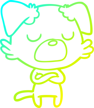 Bir insan tarafından çizilen çizgi film köpeğinin soğuk gradyan çizgisi.