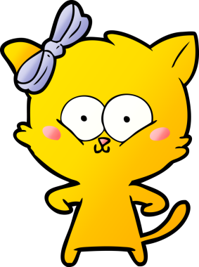 Bir insan tarafından çizilmiş çizgi film kedisi.