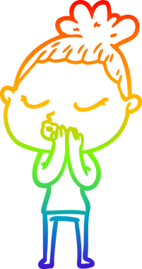 Gökkuşağı gradyan çizgi çizimi bir insan tarafından çizilmiş sakin bir kadın