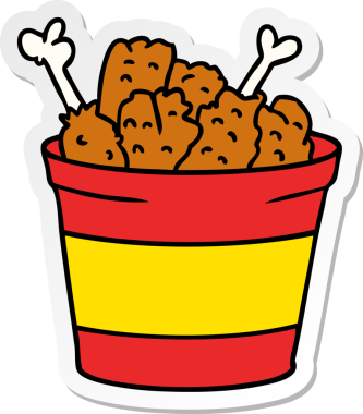 Elle çizilmiş karikatür karalama kovası Bir insan tarafından çizilmiş kızarmış tavuk